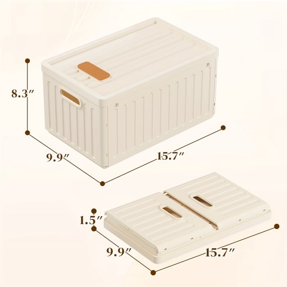 1‑6 Layer Beige Plastic Storage Trunks, Foldable & Stackable Organizer for Clothing and Miscellaneous Items, Keep Space Tidy and Orderly, Great for Bedroom Closet Storage