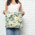 thumbnail image 3 of Throw Pillow Covers 16x16 Inch, Spring White Daisy Decorative Pillow Cases for Couch Sofa Bed, Flowers Green Leaves Pastoral Botanical Cotton Linen Square Home Decor Pillowcases with Hidden Zipper, 3 of 7