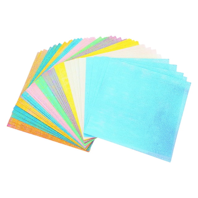 Luxshiny Assorted Color Pearlescent Origami Paper Squares Shiny Glitter Sheets for Creative DIY Craft Decorations
