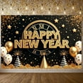 thumbnail image 7 of Gold Glitter Happy New Year Banner Clock Design New Year Banner Star Decorated Balloon Elements Holiday Banner for New Year Party Family Gathering New Year's Eve, 7 of 7
