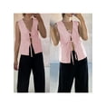 thumbnail image 4 of Yunliwuli Women Plaid Tank Tops Front Tie-Up V-Neck Casual Vests Summer Fashion Sleeveless Tops Streetwear, 4 of 9