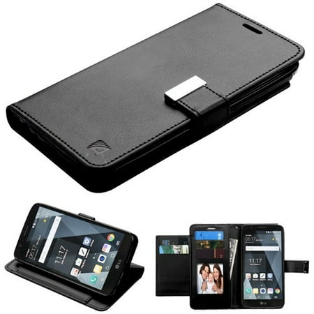 Credit Card Scanner Phone LG Stylo 3 / LS777, Stylo 3 Plus, MP450, TP450 Phone Case Leather Flip Credit Card / Cash Wallet Cover Stand Pouch Folio Magnet with extra Slots Case Cover - BLACK ()