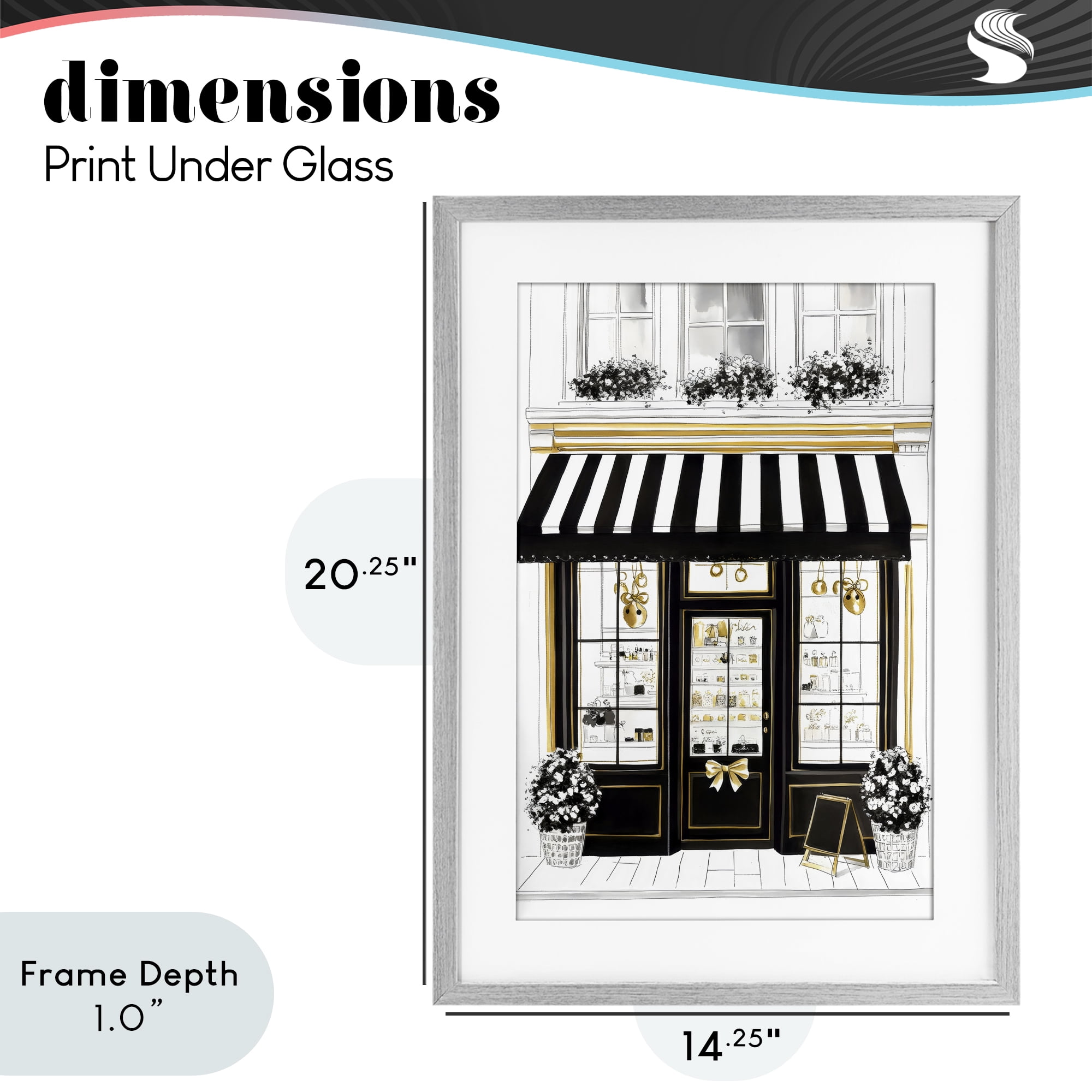 Stupell Industries Paris Storefront Window Display Gray Framed Print Under Glass, design by Petal Prints Design