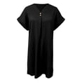 thumbnail image 4 of Puliio Summer Dresses for Women Short Sleeve V Neck Solid Color Ribbed Casual Daily Wear Mini Dress, 4 of 4