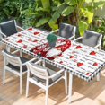 thumbnail image 2 of Valentine's Day Table Cloths for 8 Foot Rectangle Tables, Red Gnomes Love Letter Buffalo Plaid Patio Waterproof Elastic Fitted Tablecloths, Washable Rectangular Table Cover for Camping, 2 of 8