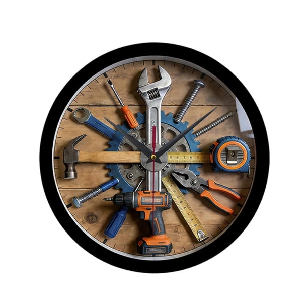 Reloj de pared para garaje, decorativo, silencioso, moderno, creativo, elegante y silencioso. Color de madera