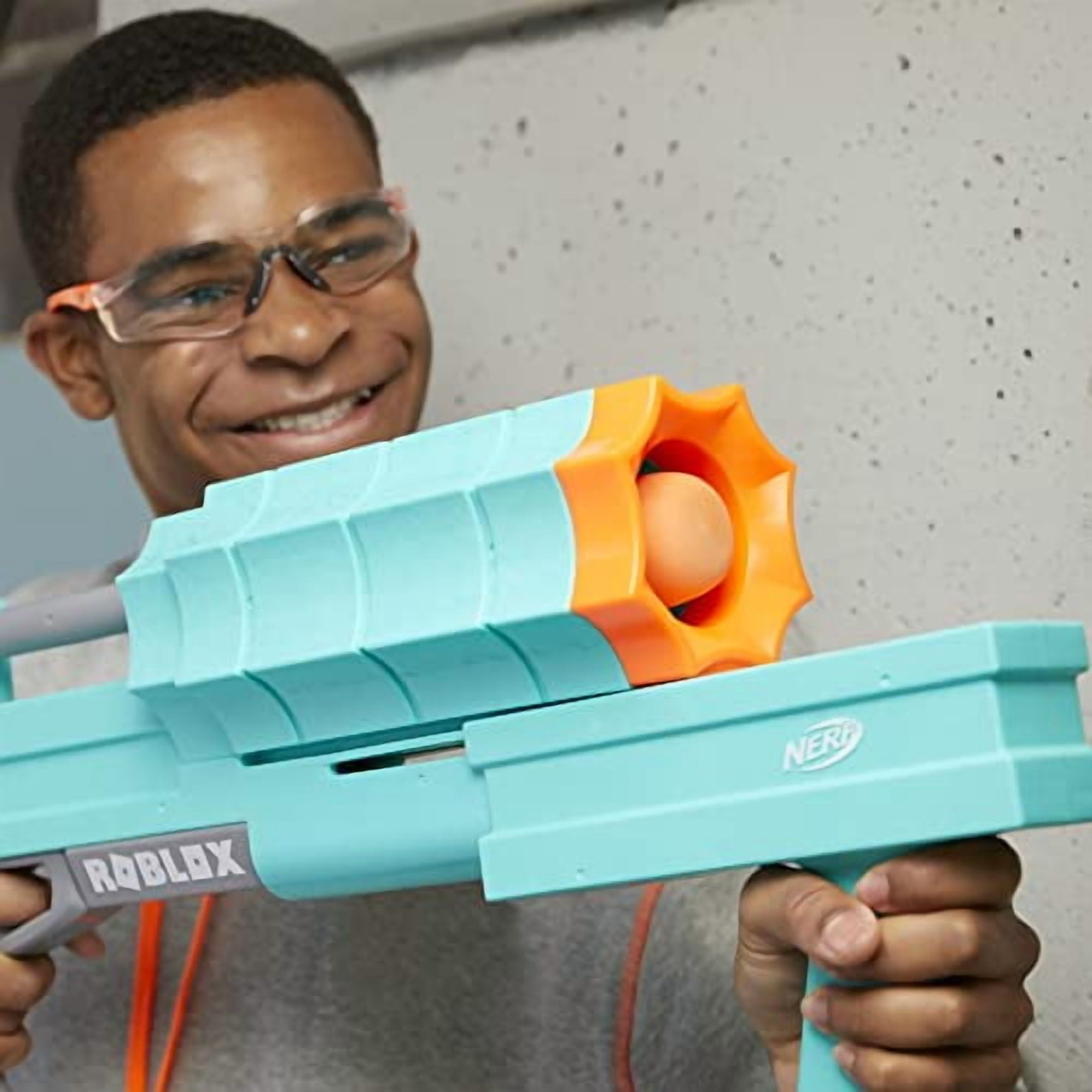 Nerf Roblox SharkBite Web Launcher Dart Blaster, Includes Code to Redeem Exclusive Virtual Item, 2 Rockets Kids Toys for Outdoor Summer Games Ages 8 and Up