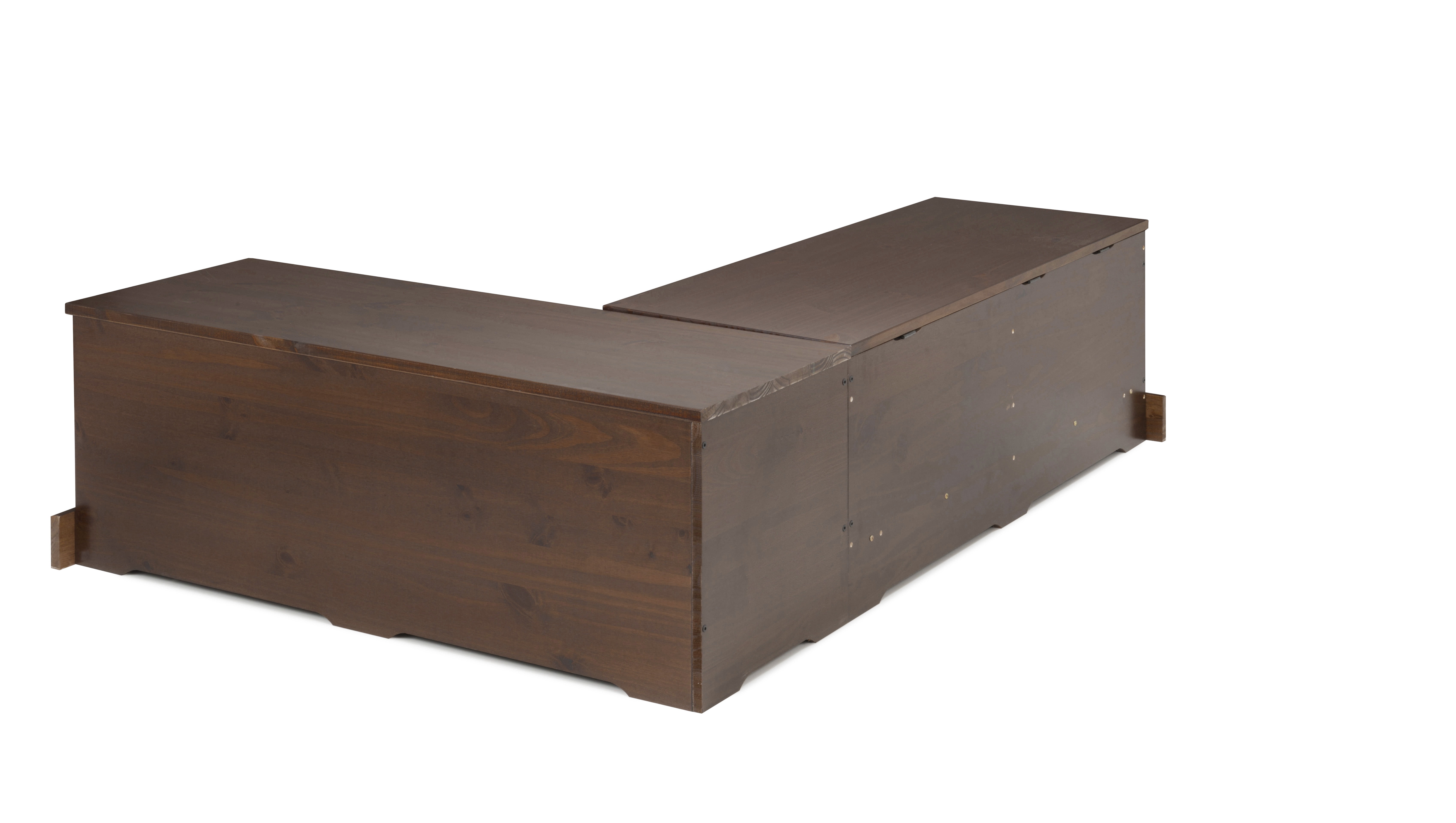 Linon Trefny 3-Piece Backless Corner Breakfast Nook Dining Set with Storage, Walnut