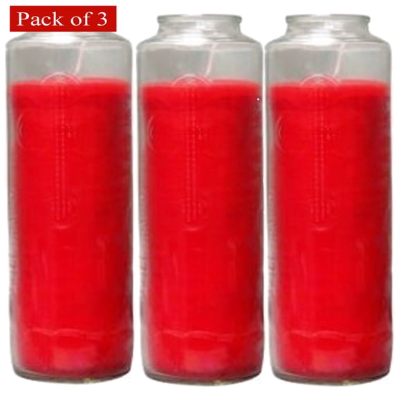 Religious Candle Red With Cross With Close Face, Long‑Lasting Burn, Perfect for Gift (Pack of 3)