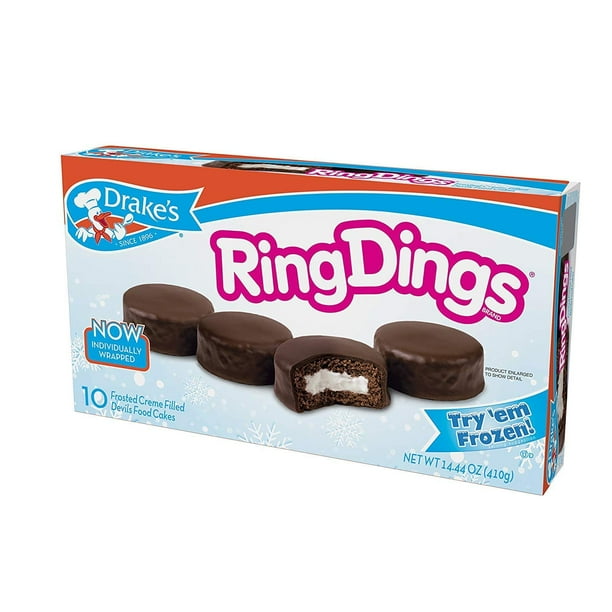 Drake�s Ring Dings Cakes (10 count) 14.44 oz Box Pack of