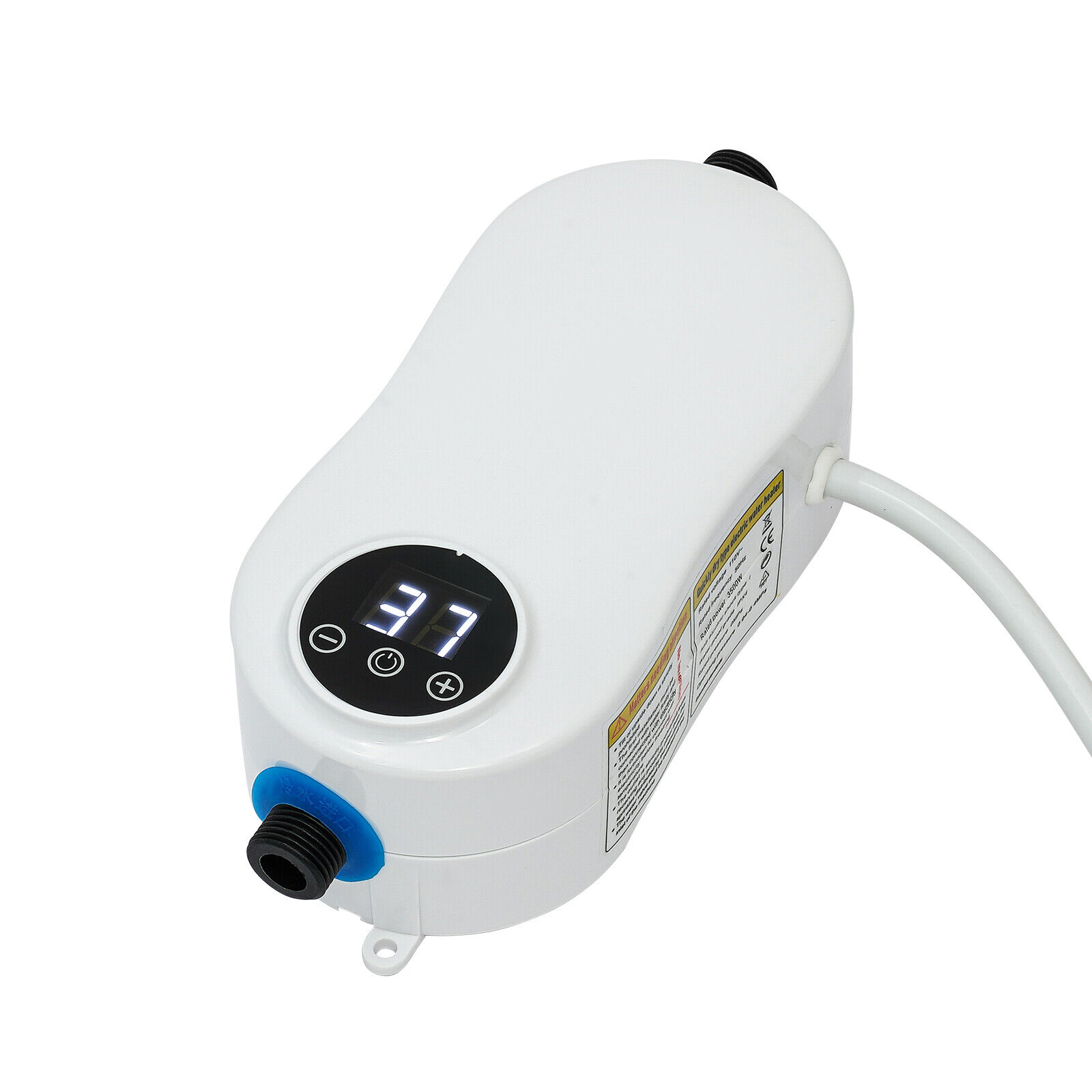Miumaeov 110V 3500W Mini Electric Tankless Instant Hot Water Heater with Shower Head for Home Kitchen Bathroom White