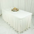 thumbnail image 5 of BalsaCircle 6 ft Fitted Ivory Premium Spandex Rectangle Tablecloth Wavy Table Cover Party Events Decorations, 5 of 7