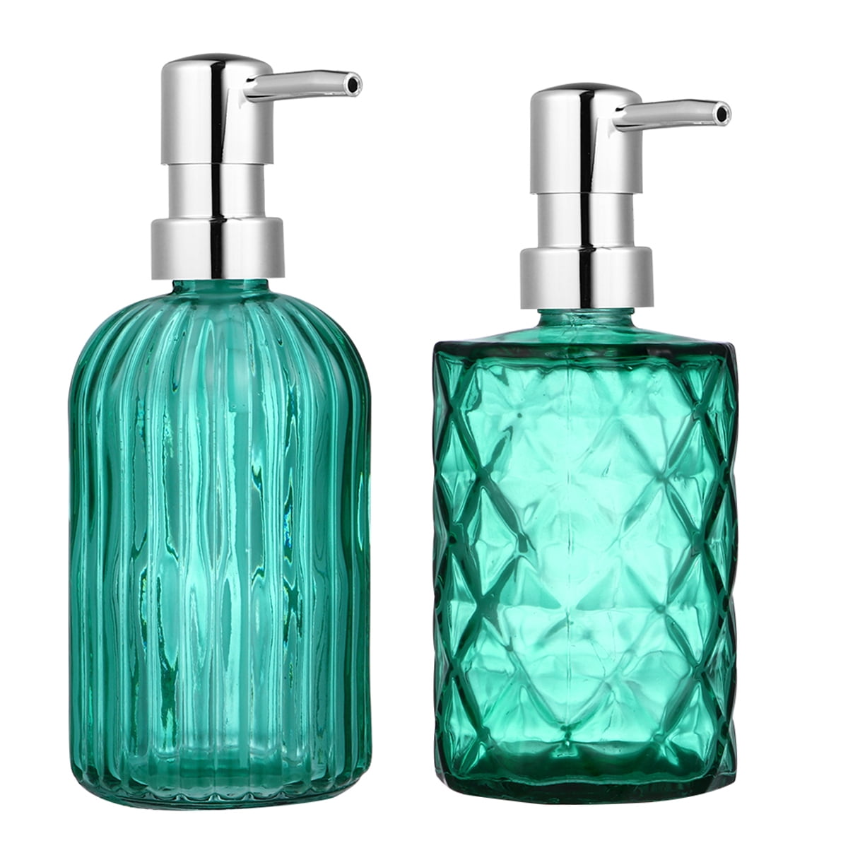 2pcs Transparent Glass Shower Bottles Empty Press Lotion Storage Bottle