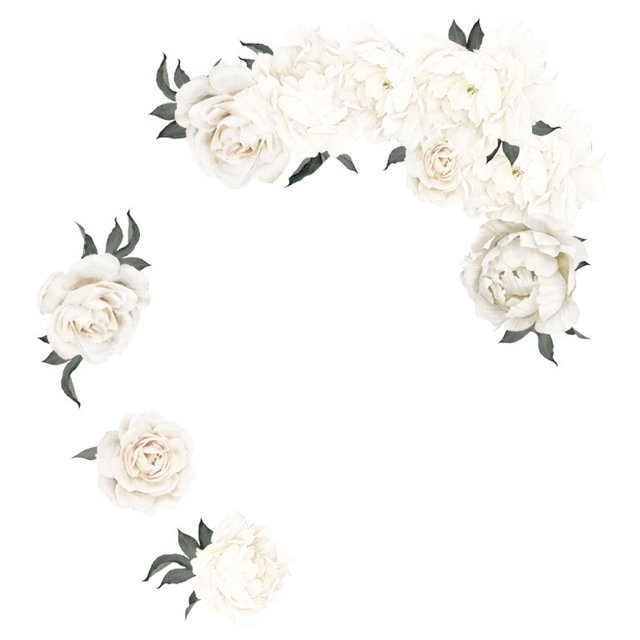 White Peony Wall Deacls Flores Pegatinas de pared para dormitorio, Peonías de acuarela Pósteres de pared Vintage Peel and Stick Art Murales Papel tapiz para sala de estar Habitación de niñas Oficina Fason CZJJ-ST153