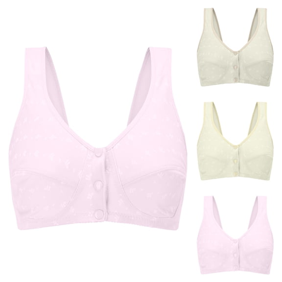 Qwertyu Daisy Bras for Older Women 2026 Comfy Convenient Front Closure Bra Full Support No Underwire Bras Pink 42