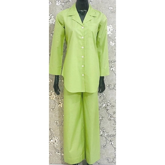 SoieRose Women’s Pajama Set - Calm Green, 100% Cotton - SR-1064