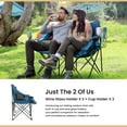 thumbnail image 5 of ARROWHEAD OUTDOOR Portable Folding Double Duo Camping Chair Loveseat w/ 2 Cup & Wine Glass Holder, Heavy-Duty Carrying Bag, Padded Seats & Armrests, Supports up to 500lbs, USA-Based Support (Blue), 5 of 8