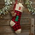 thumbnail image 2 of Personalization Mall Plaid Embroidered Initial Jumbo Knit Christmas Stocking, 2 of 3