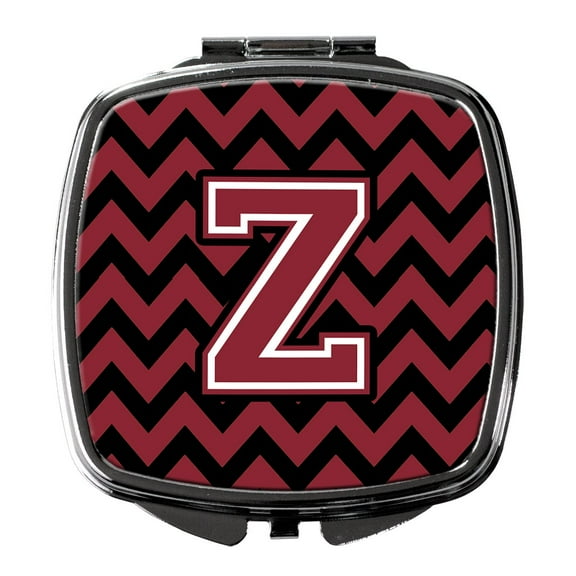 Letter Z Chevron Garnet and Black Compact Mirror