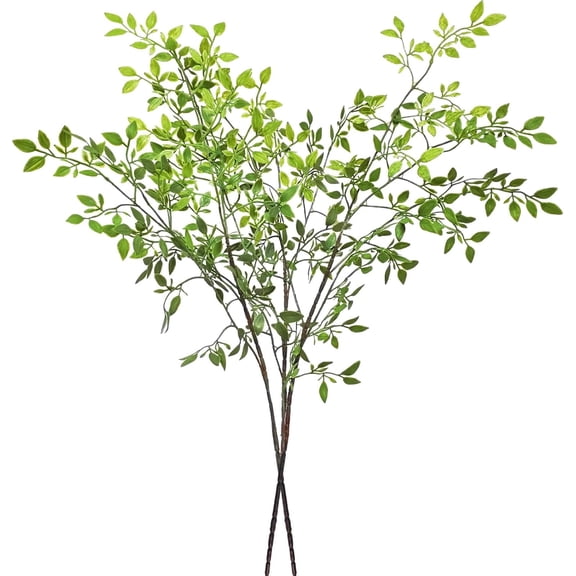 43.3 Inch Green Nandian Fake Plants 2 Pcs Greenery Stems for Vase Decor, Artificial Plants Faux Branches for Vase Filler Fake Leaves Office Home Decor