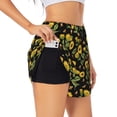 thumbnail image 1 of Balery Bees and Sunflowers Pantalones cortos deportivos para mujer con forro y dos bolsillos, elásticos, para entrenamiento, gimnasio, yoga-Medium, 1 of 7