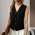 thumbnail image 2 of UJNDER Women's Casual Sleeveless Knitted V Neck Button Ribbed Sweater Black M, 2 of 4