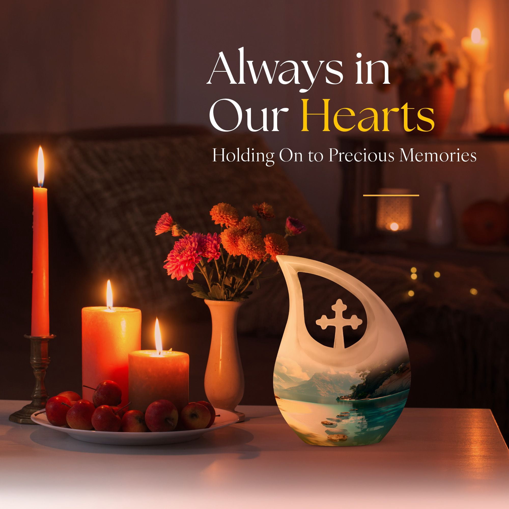MUKTIVE Beach Nature Urn for Adult Male & Female, Combo Sets Funeral Burial Urns for Human Ashes, Blue Cremation Urn for Human Ashes, Multicolor Ash Holder(1 Large 10 ", 4 Keepsake 3 ")