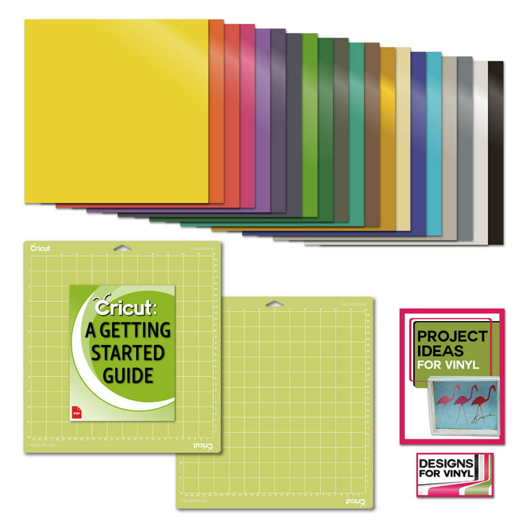 Cricut Premium Vinyl Value Pack Bundle with Machine Cutting GripMat, 12x12  Vibrant Colors 