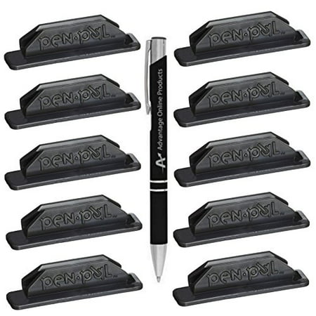 10 Pack Pen Pal Pen Holders, Black Only, Self Adhesive and