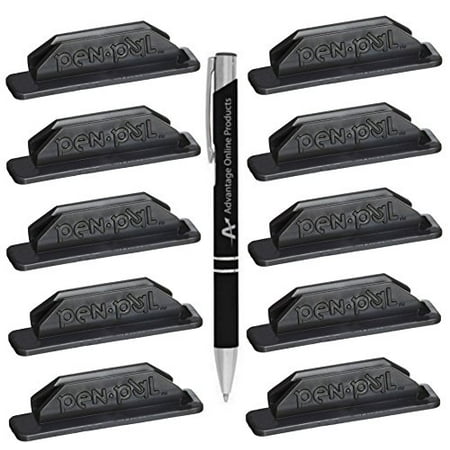 - 10 Pack Pen Pal Pen Holders, Black Only, Self Adhesive and Removeable