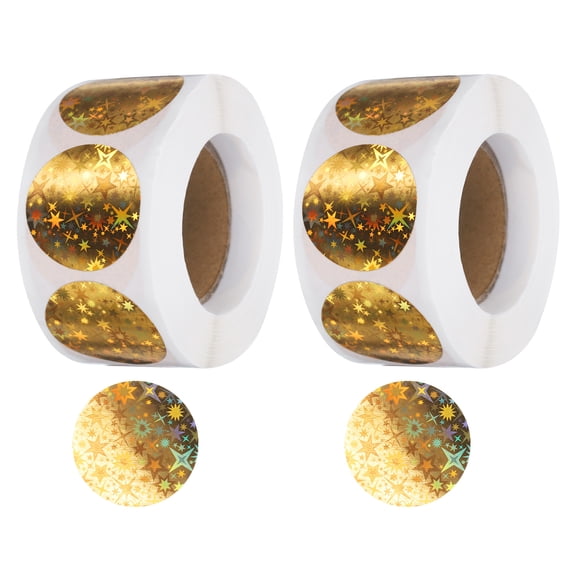 Uxcell 2 Rolls Shiny Round Stickers 1 Inch Self-Adhesive Label, Gold(C-60-25)
