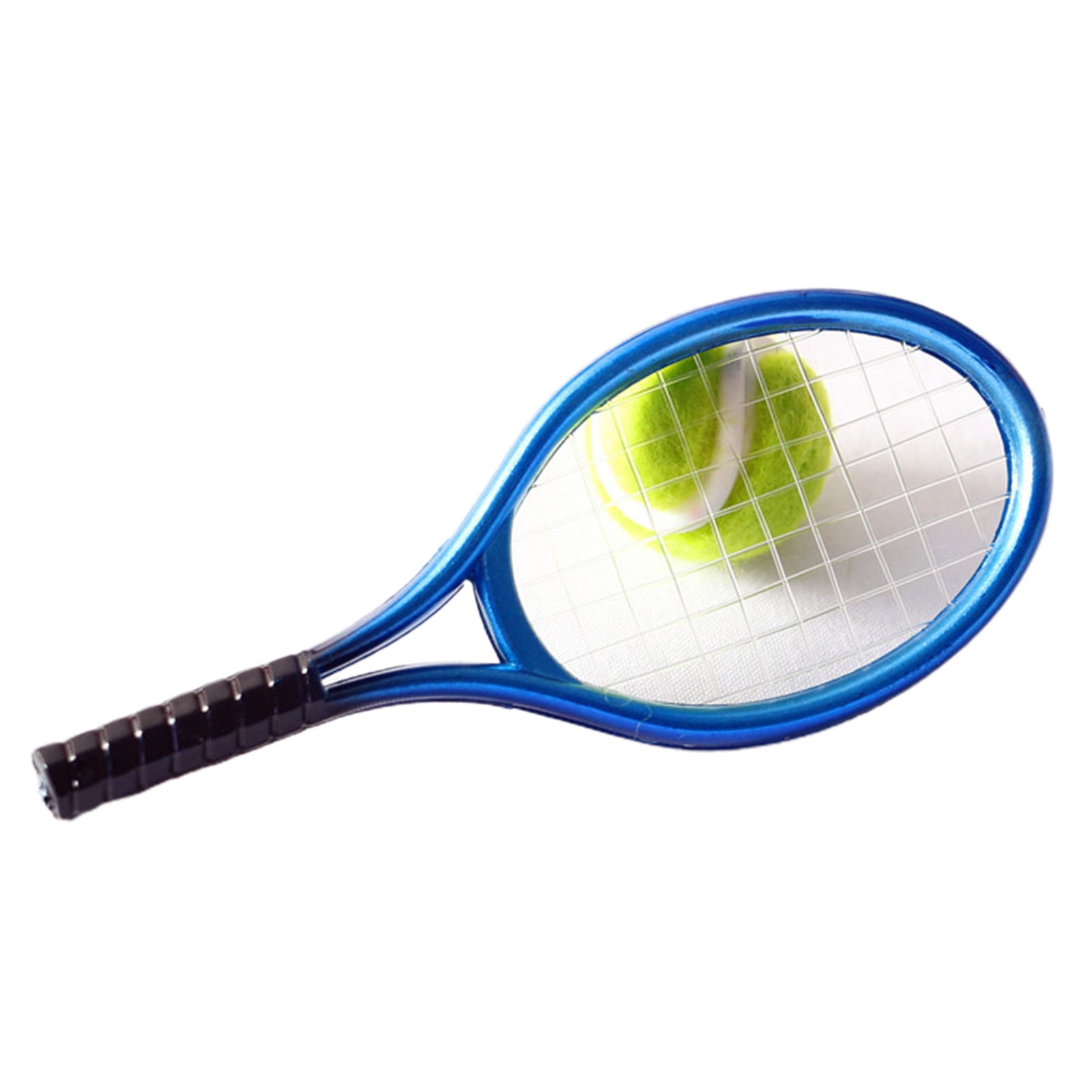 Shulemin Simulation Mini Tennis Racket Ball Model Set Dollhouse Accessories,Blue 9x3.8x0.65cm