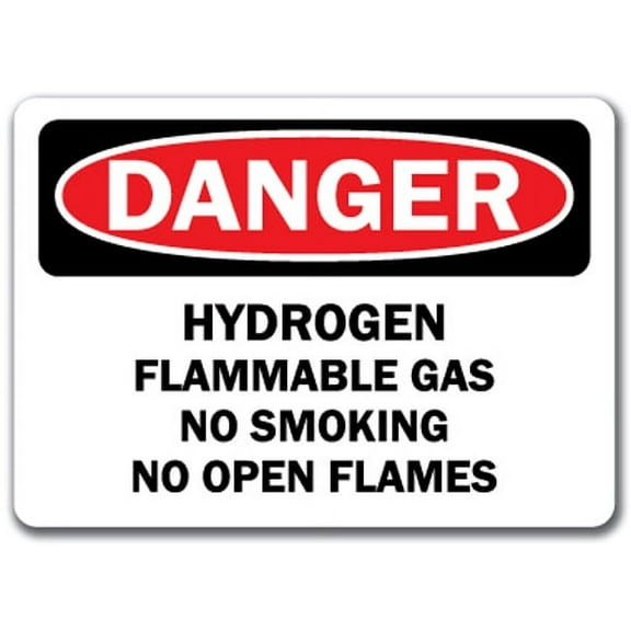 Danger Sign - Hydrogen Flammable Gas No Smoking or Open Flames - 10" x 14" OSHA Safety Sign