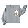 thumbnail image 4 of Long Sleeve Funny Sweatshirts for Women Crew Neck Halloween Sweatshirt Pumpkin Ghost Cute Graphic Sweater Tops Orange, 3XL, 4 of 7