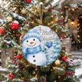 thumbnail image 5 of Welcome Sign for Front Door, Christmas Blue Snowman Round Metal Wall Art Wreaths, Winter Snowflakes Rustic Xmas Trees Outdoor Indoor Wall Hanging Sign for Porch Decor Housewarming Gifts 7.9 Inch, 5 of 8