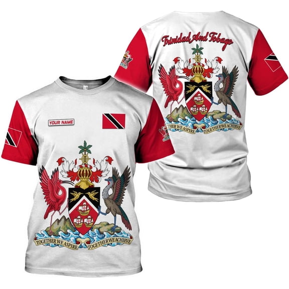 Personalized Trinidad and Tobago Shirt Trinidad and Tobago Coat of Arms Flag ShirtsTrinidad and Tobago Crest (S)