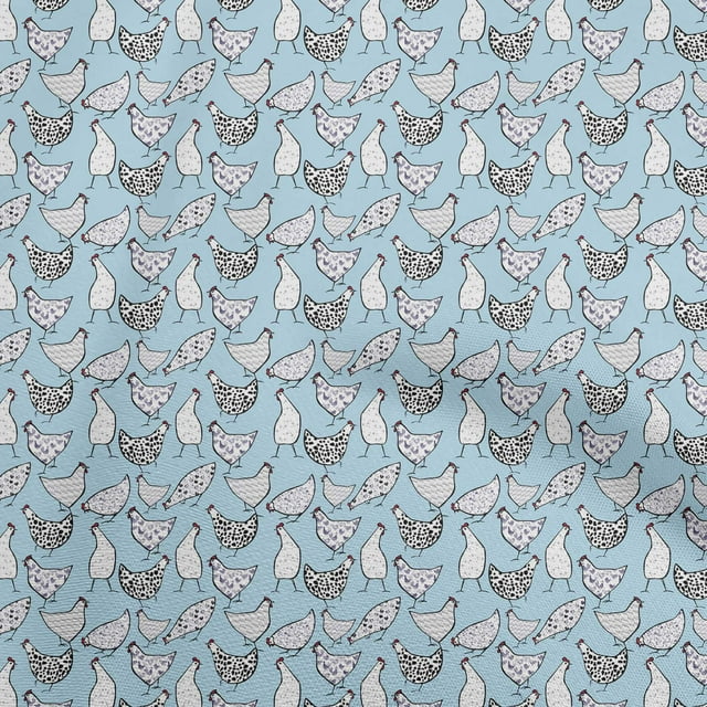 oneOone Velvet Sky Blue Fabric Birds Rooster Craft Projects Decor Fabric Printed By The Yard 58 Inch Wide