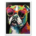thumbnail image 1 of Rainbow Colour English Bulldog Puppy in Sunglasses Art Print Framed Poster Wall Decor 12x16 inch, 1 of 5
