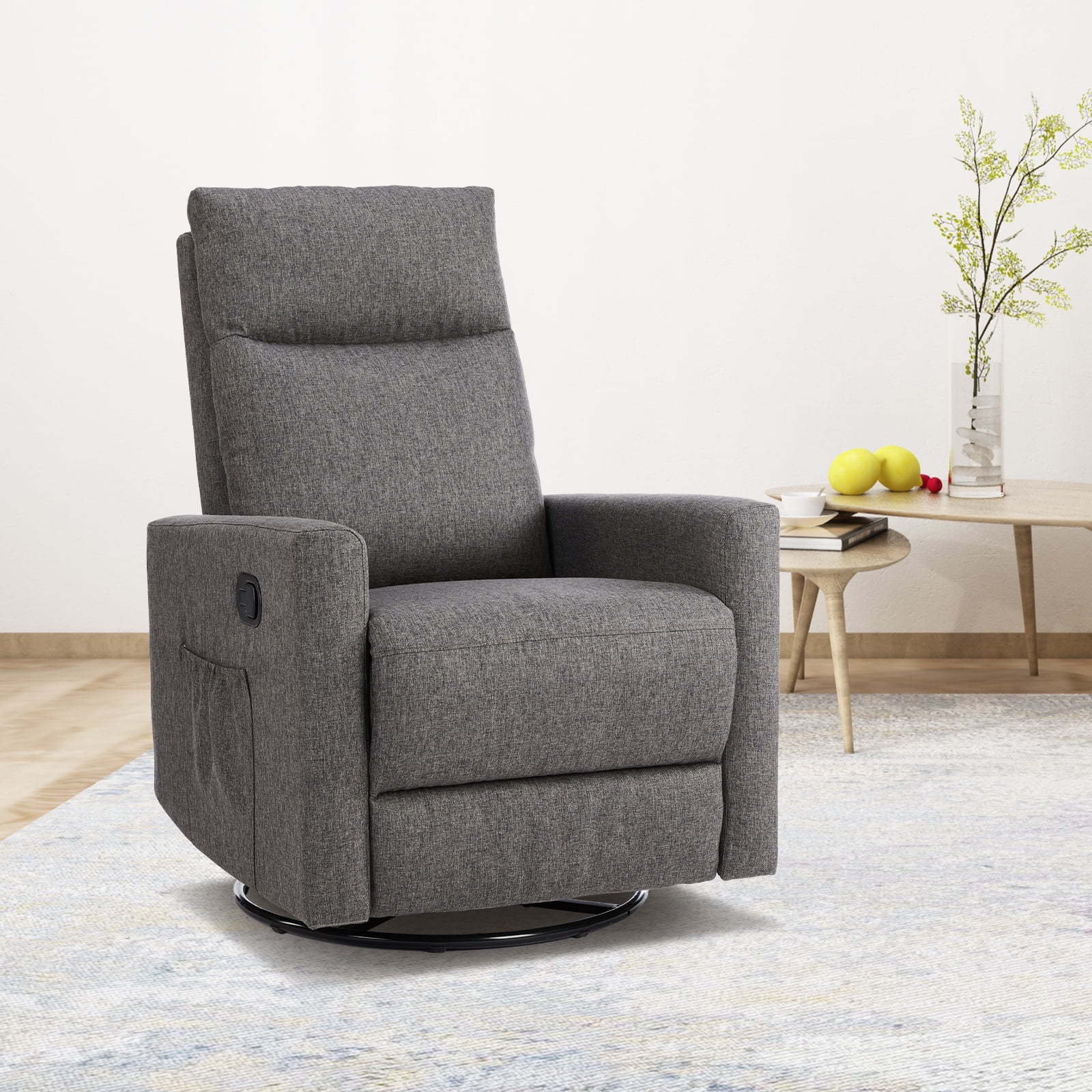 JIOABL Rocking Glider Chair Nursery Seat with Soft Padding & 360° Swivel for Home Soothing Moments, Grey