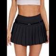 thumbnail image 2 of Minifalda Plisada Elástica de Corte A con Cinturón para Mujer, Estilo Y2K Negro M, 2 of 7