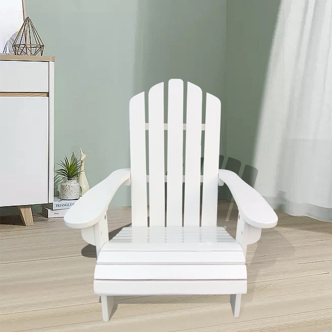 Adirondack Chair, Wood Patio Chair with Armrests and Sloping Wide Seats