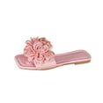 thumbnail image 2 of AXXD Pink Slide Sandals for Women Flower Sandals Rectangular Open Toe Solid Color Flat Daily Summer Beach Slides, 2 of 7