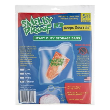 Smelly Proof Zipper Heavy Duty Stand Up Storage Bags, XL, 5