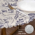 thumbnail image 4 of Farmhouse Purple Floral Round Fitted Table Cover Linen Boho Flower Rustic Country Waterproof Table Cloth with Elastic Edge Wipeable Tablecloth for Picnic Camping Party Fits 45"-54" Diameter, 4 of 8