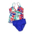 thumbnail image 2 of Swim Solutions Womens Tahiti Twist Brief 2 Piece Tankini, Blue, 8, 2 of 2