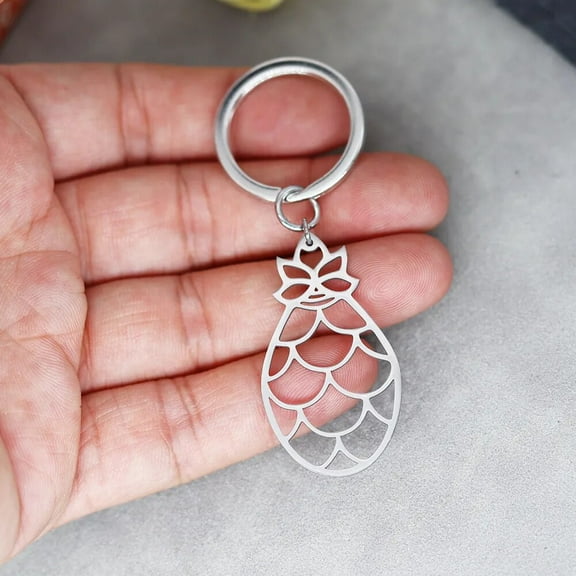 Creative Tropical Fruits Pineapple Keychain Women's Bag Metal Pendant Keyrings Stainless Steel Key Chain Gift Decoration