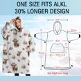 thumbnail image 4 of Oversized Wearable Blanket Hoodie,White Highland Cow Flower Pattern Sherpa Blanket Hoodie with Super Pockets,Super Warm Fuzzy Pullover for Women & Men, 4 of 6