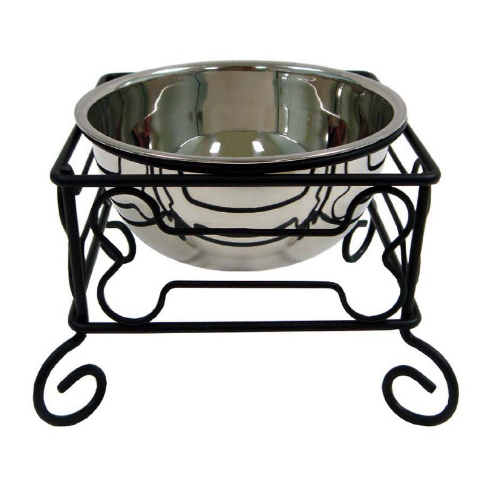 YML Elevated Wrought Iron Dog Stand with Stainless Steel Bowl photo 1