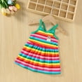 thumbnail image 2 of QTOCIO Toddler Girls Dresses, Baby Girl Summer Clothes, Girls' Striped Dress Baby Clothes Half Body Skirt Sleeveless Dress, Green, 6 Months, 2 of 8