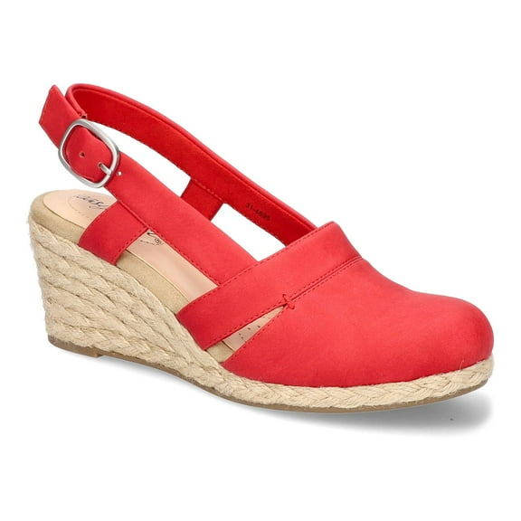Easy Street Stargaze Women's Espadrille Wedge Sandals Color: Red Size: 10
